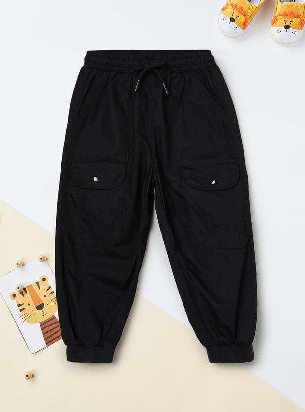 Boys Solid Cargo Joggers