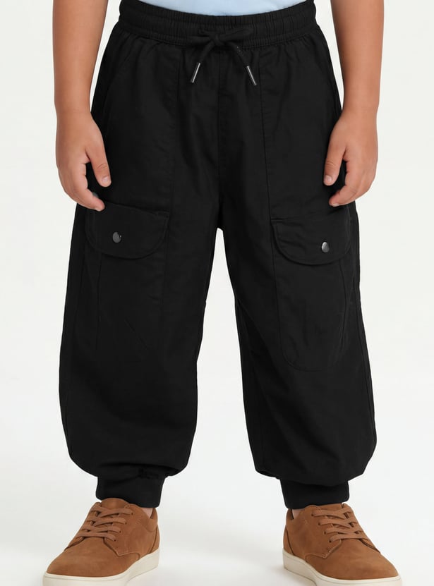 Boys Solid Cargo Joggers