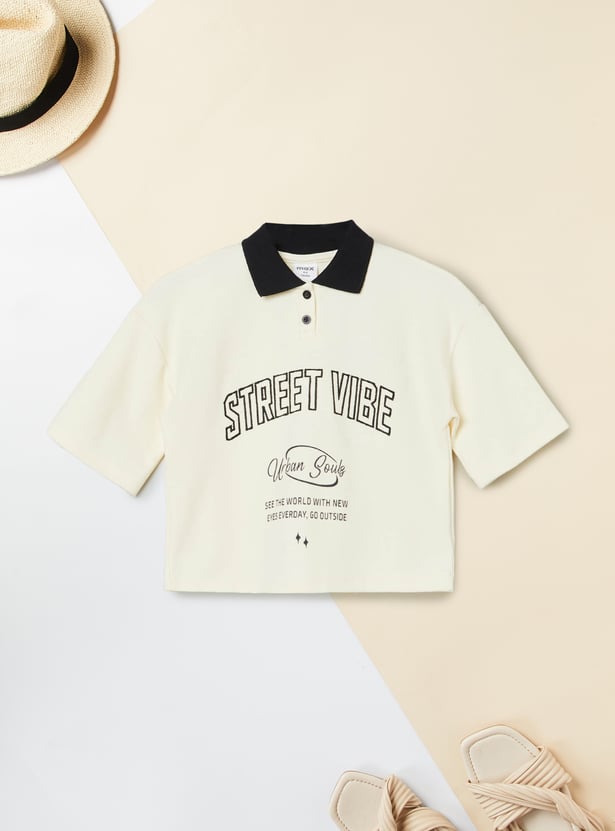 Girls Printed Polo T-shirt