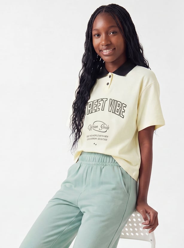 Girls Printed Polo T-shirt