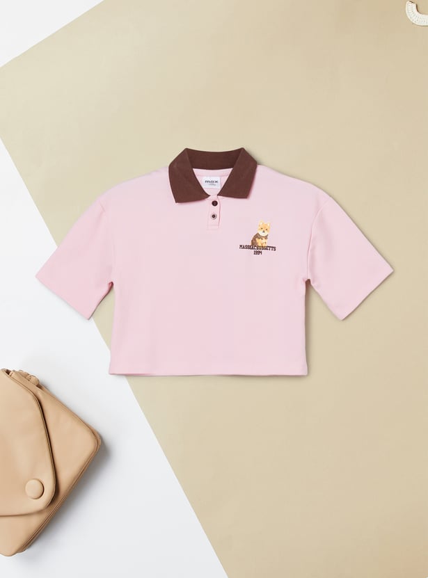 Girls Printed Polo T-shirt