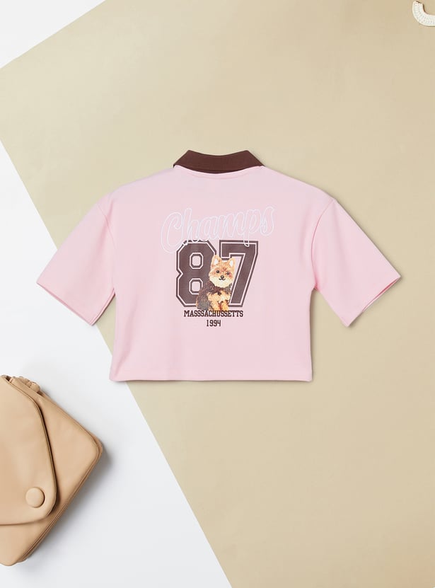 Girls Printed Polo T-shirt