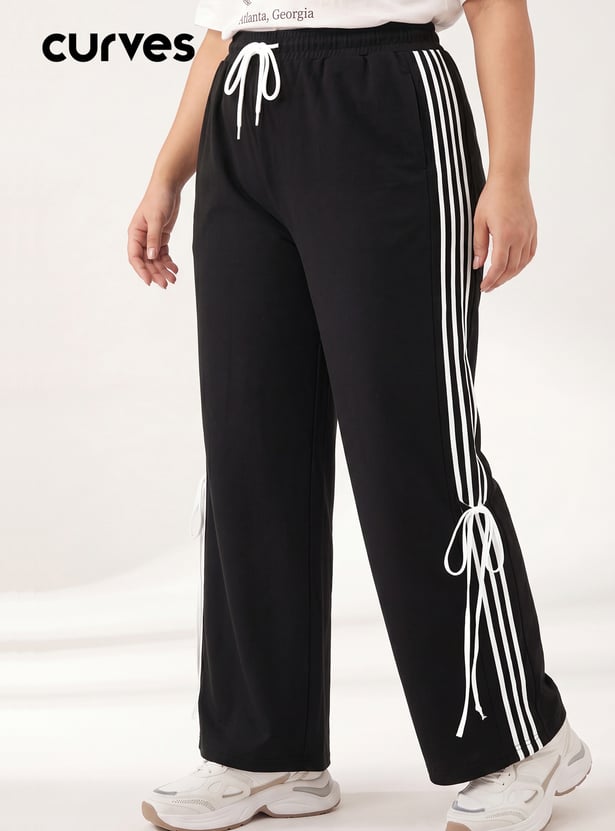 Women Striped Wide Leg Track Pants