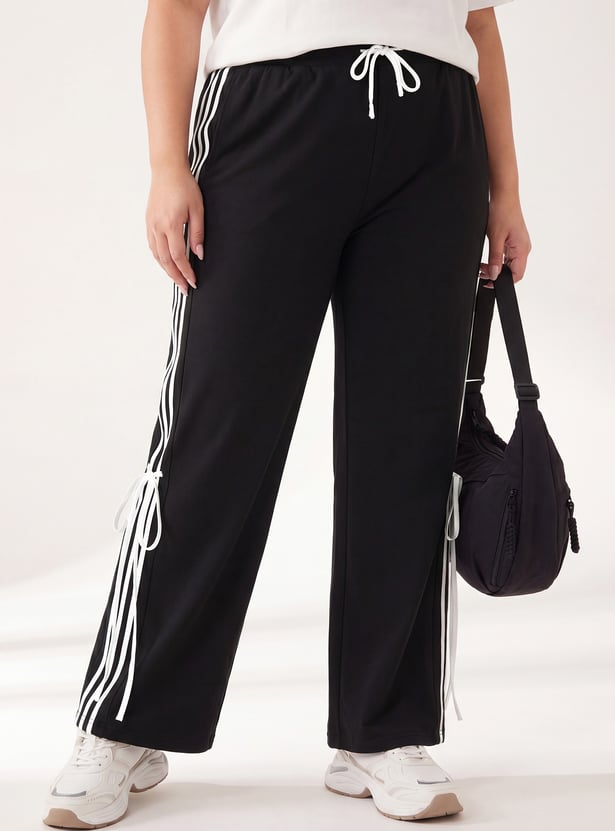 Women Striped Wide Leg Track Pants
