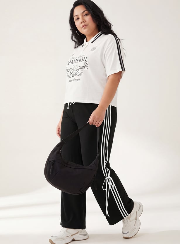 Women Striped Wide Leg Track Pants