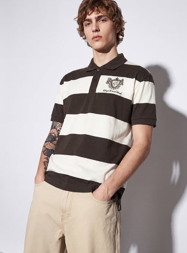 URB_N Men Striped Oversized Polo T-shirt
