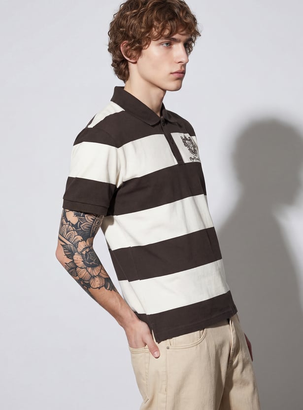 URB_N Men Striped Oversized Polo T-shirt