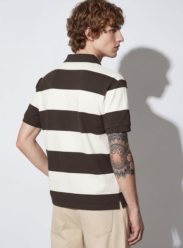 URB_N Men Striped Oversized Polo T-shirt