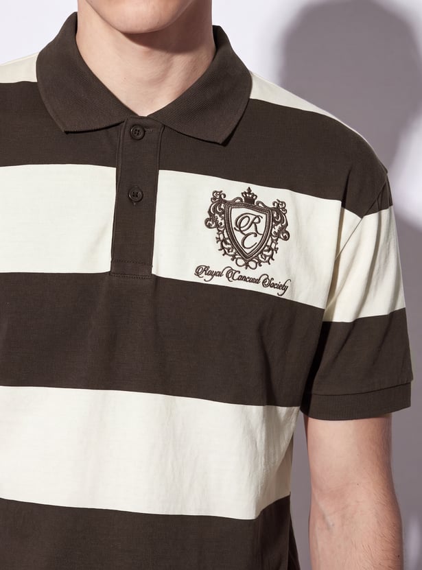 URB_N Men Striped Oversized Polo T-shirt