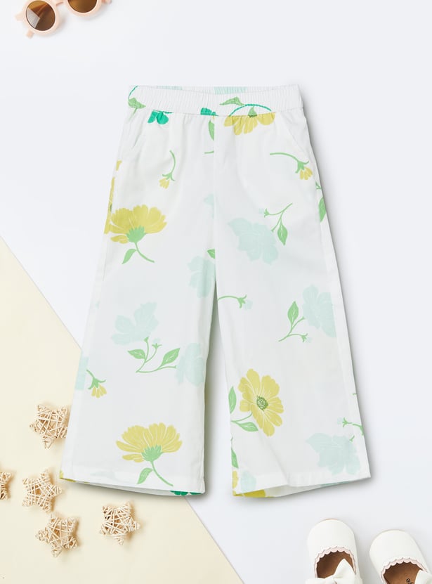 Girls Floral Print Trousers Set