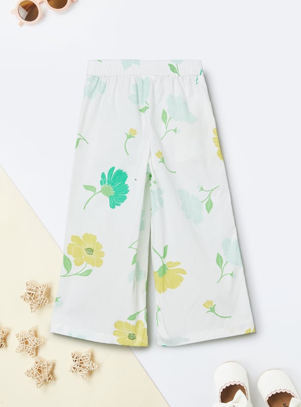 Girls Floral Print Trousers Set