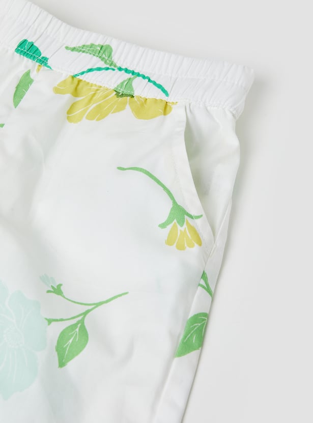 Girls Floral Print Trousers Set