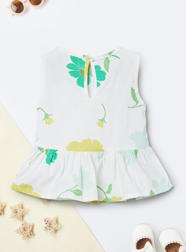 Girls Floral Print Trousers Set