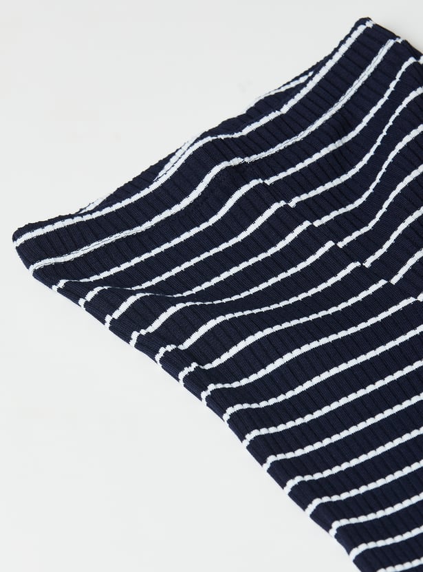 Girls Striped Knit Flared Trousers