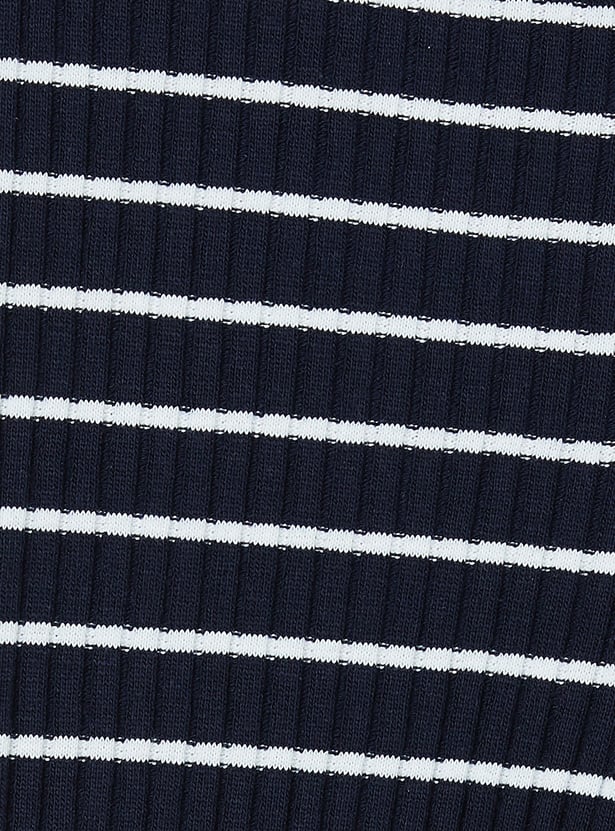 Girls Striped Knit Flared Trousers