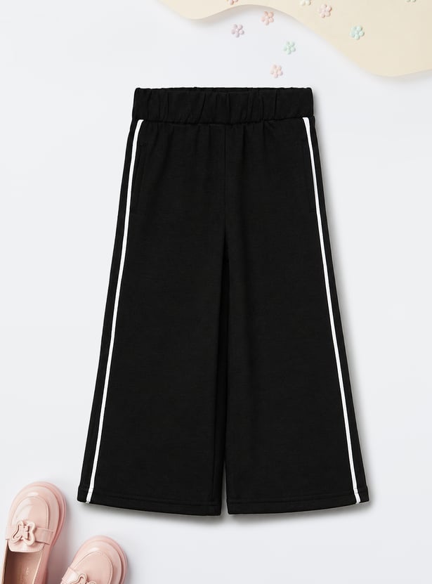 Girls Side Striped Wide Leg Track Pants