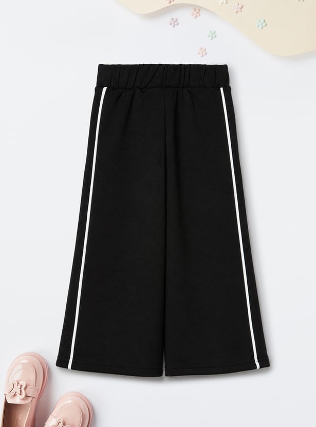 Girls Side Striped Wide Leg Track Pants