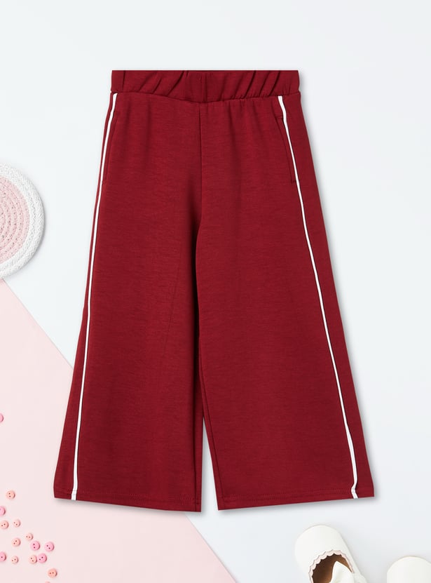 Girls Side Striped Wide Leg Track Pants
