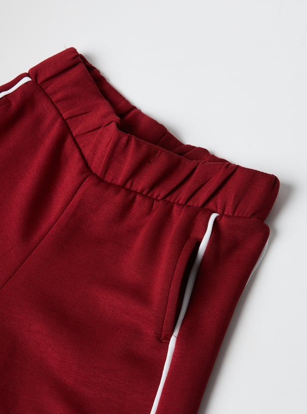Girls Side Striped Wide Leg Track Pants