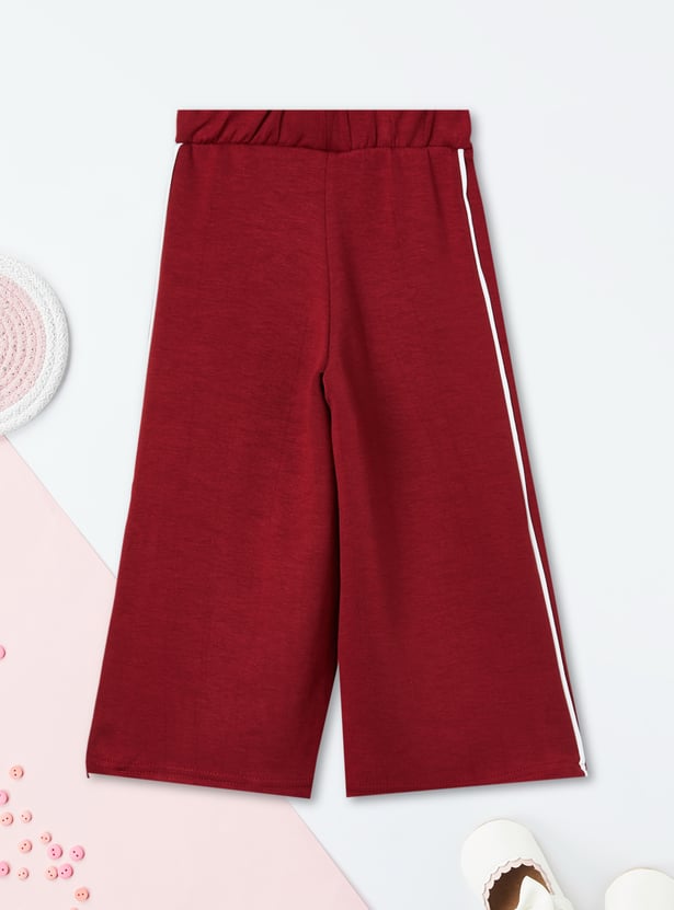 Girls Side Striped Wide Leg Track Pants