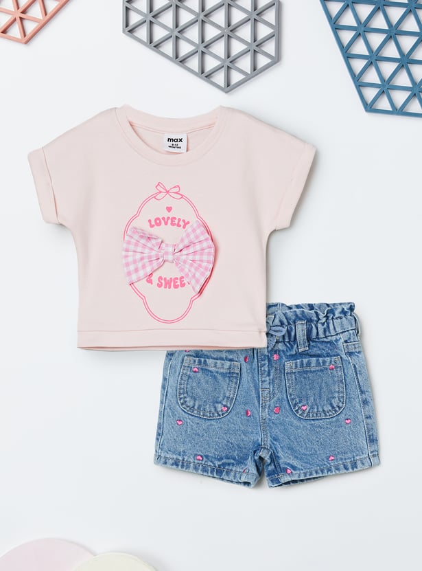 Girls Embroidered Shorts Set