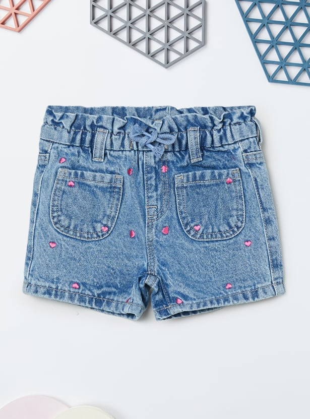 Girls Embroidered Shorts Set