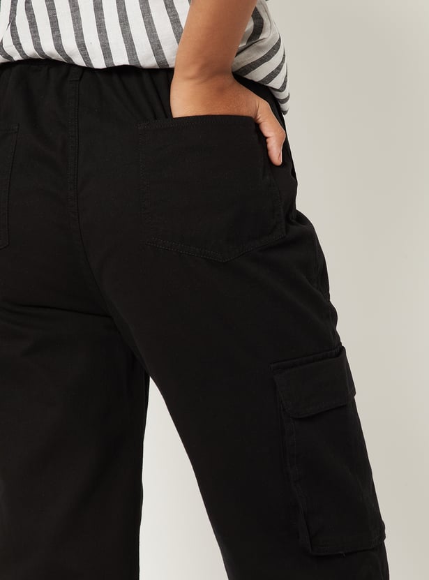 Women Solid Cargo Jeans