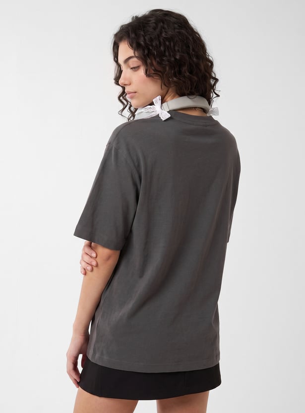 URB_N Women Oversized Puppy Printed T-shirt