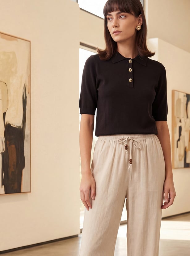 Women Solid Polo T-shirt