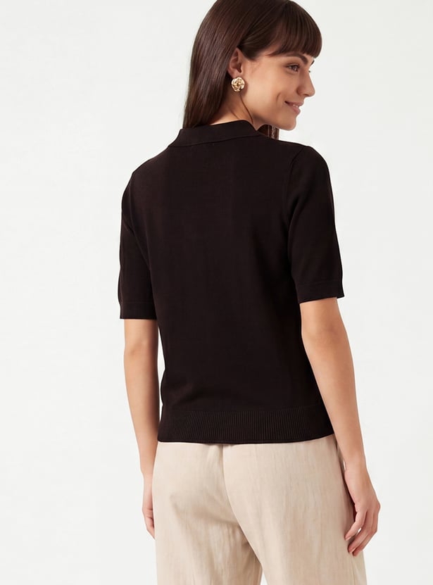 Women Solid Polo T-shirt
