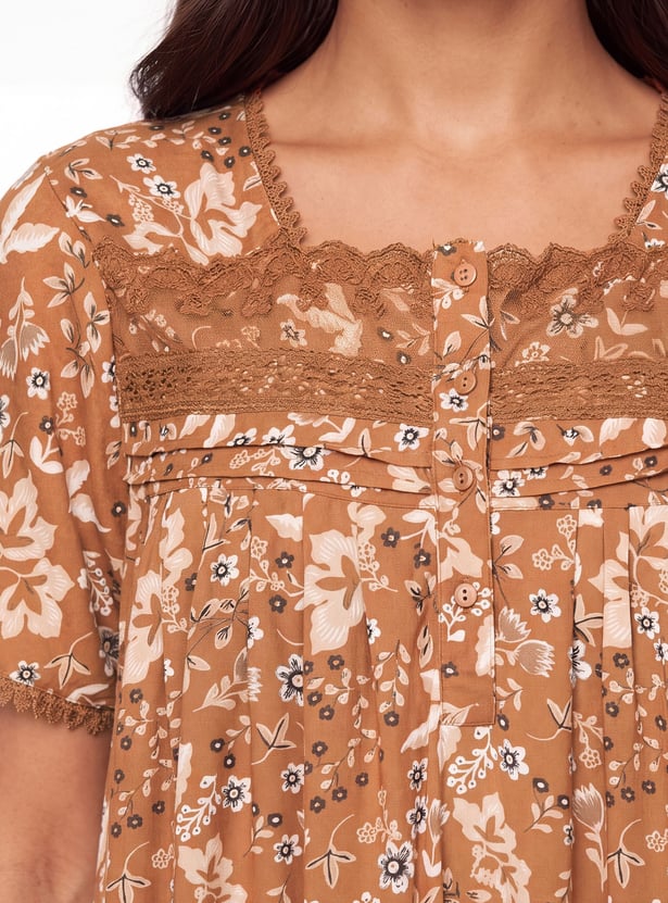 Women Floral Print Nightgown