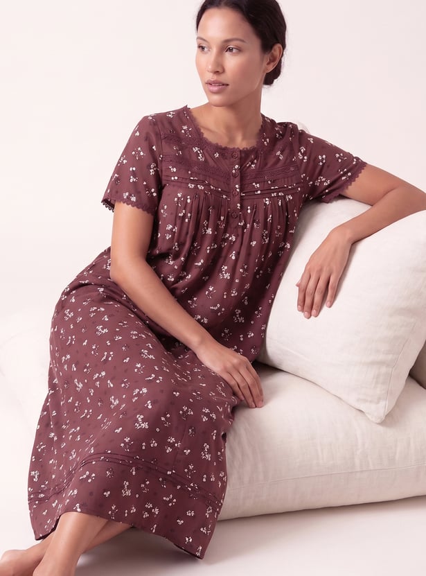 Women Floral Print Nightgown