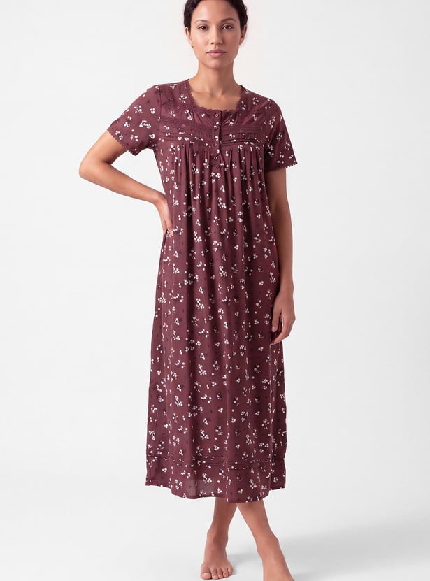 Women Floral Print Nightgown