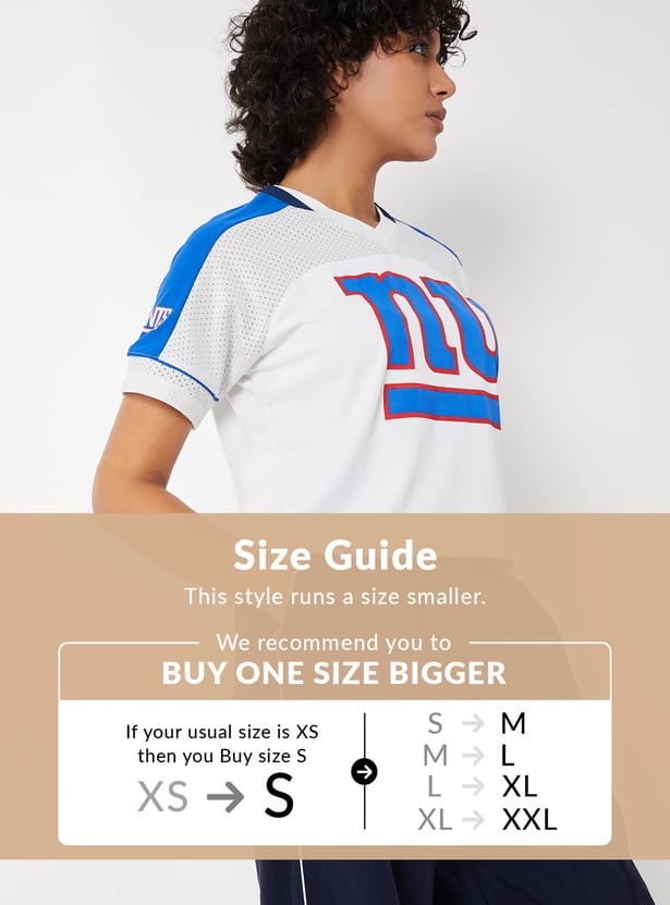 Women NFL Placement Print Sports Crop T-shirt