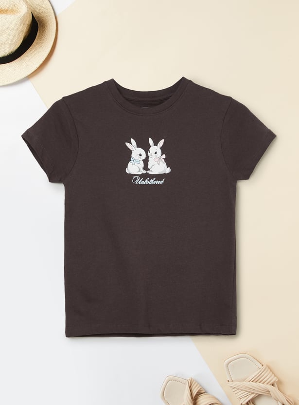 Girls Bunny Printed T-shirt