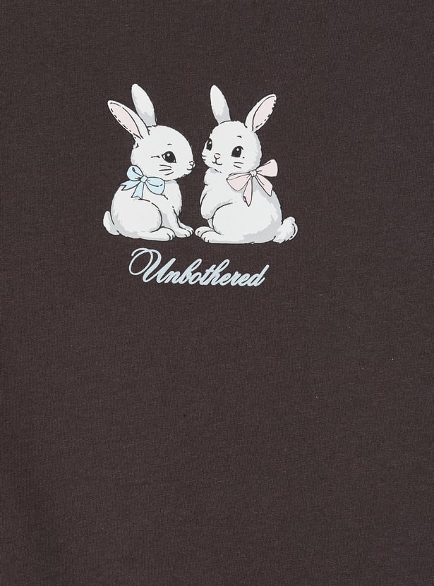 Girls Bunny Printed T-shirt