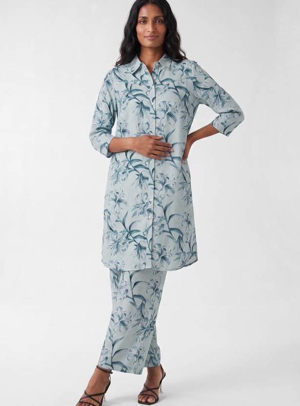 Women Floral Print Straight Kurta Set