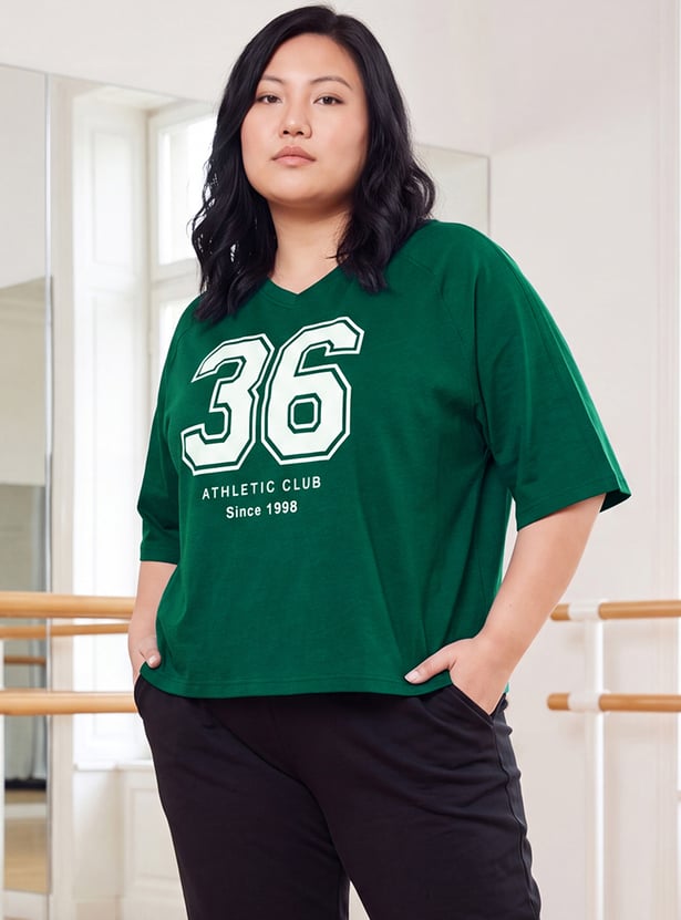 Women Printed Boxy Fit Sports T-shirt