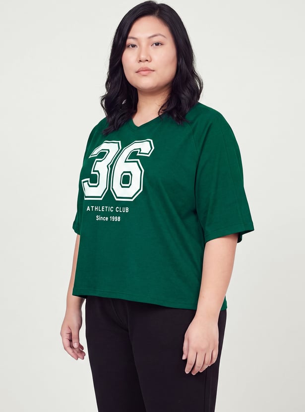 Women Printed Boxy Fit Sports T-shirt