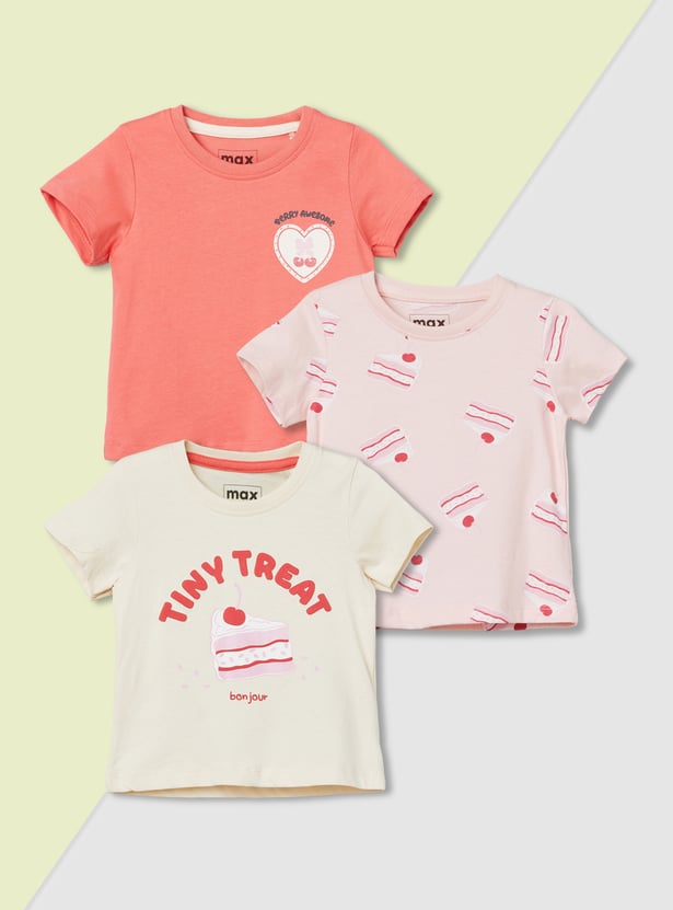 Girls Printed T-shirts - Pack of 3