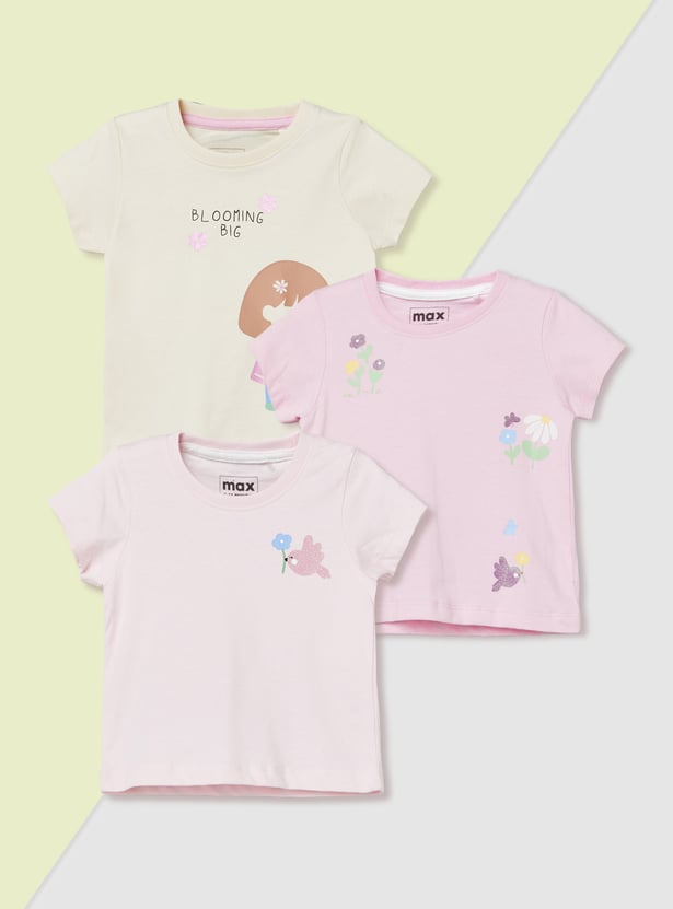Girls Printed T-shirt - Pack of 3