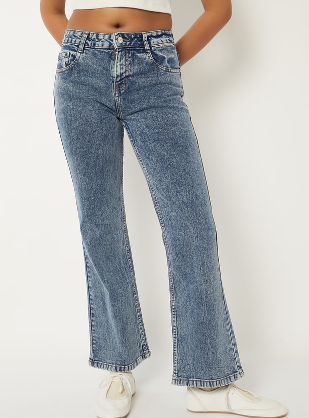 Women Washed Mid-Rise Jeans