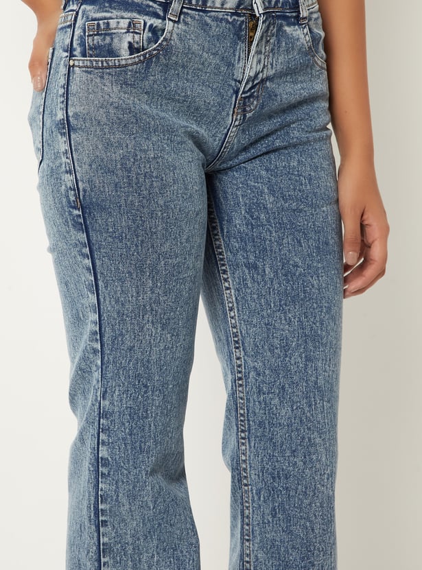 Women Washed Mid-Rise Jeans