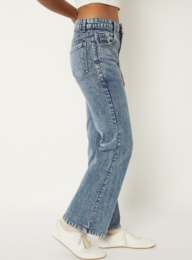 Women Washed Mid-Rise Jeans