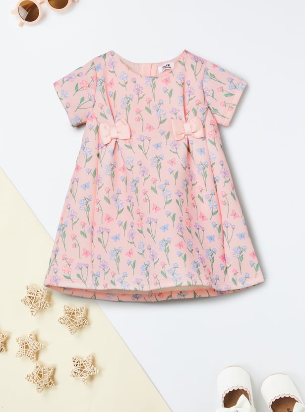 Girls Floral Printed Dress with Headband