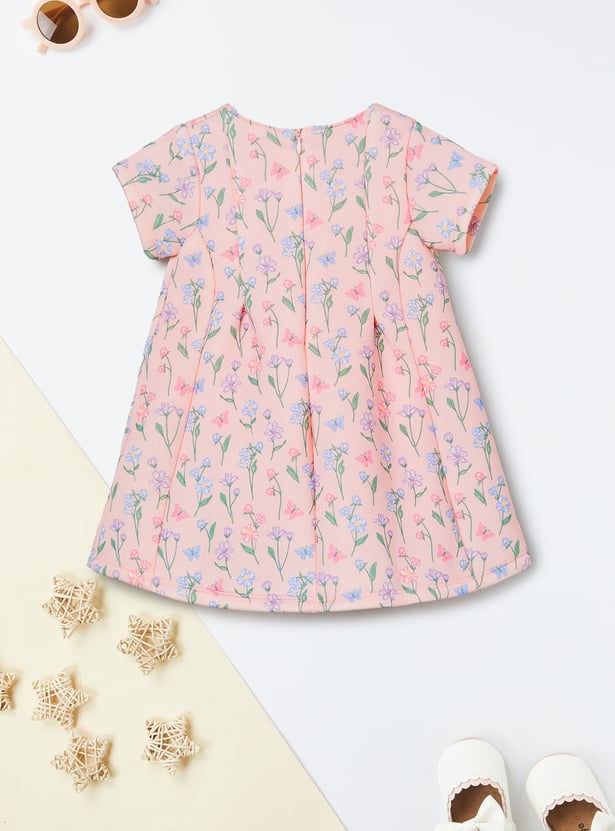 Girls Floral Printed Dress with Headband