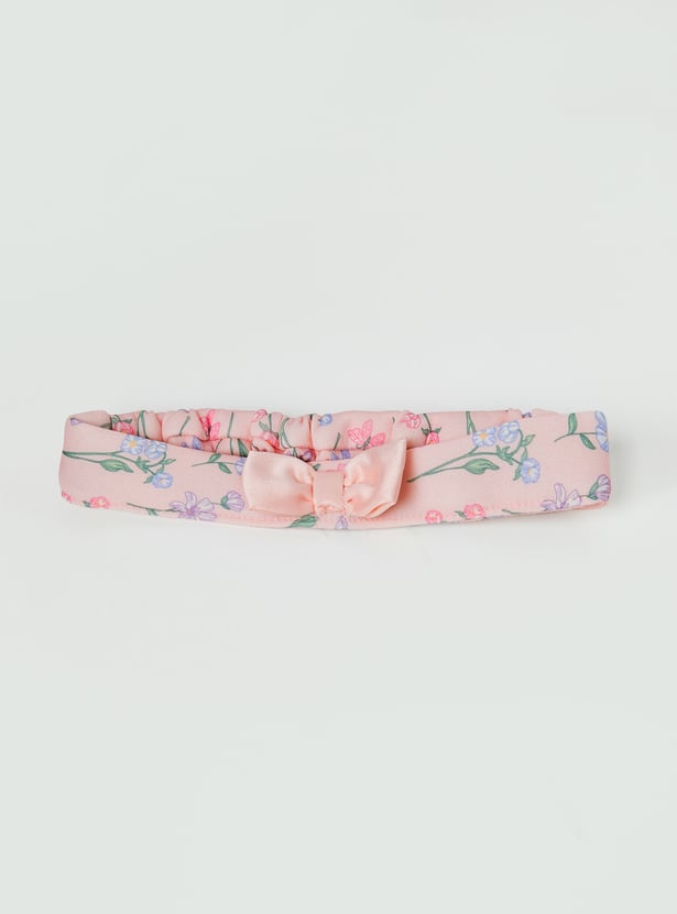 Girls Floral Printed Dress with Headband