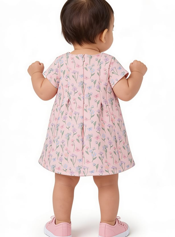 Girls Floral Printed Dress with Headband