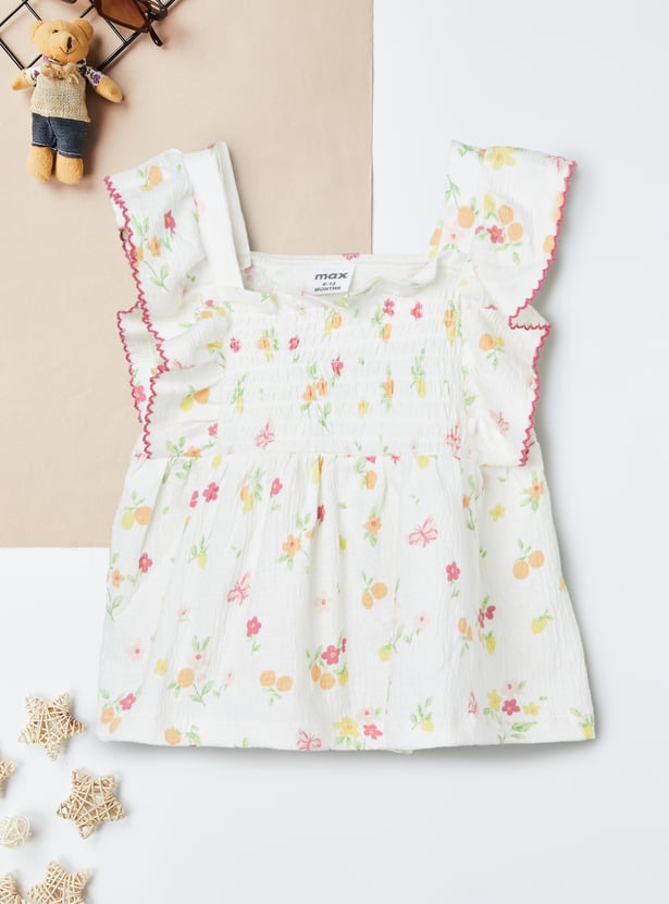 Girls Floral Print Skirt Set