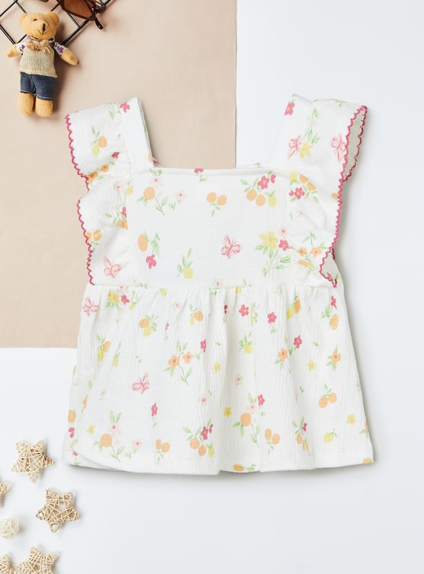 Girls Floral Print Skirt Set